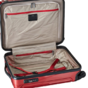 a red suitcase with a red lining