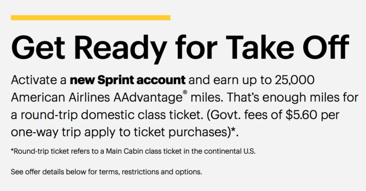 Earn Up To 25,000 American Airlines AAdvantageÂ® Miles New Sprint Customer