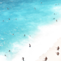a group of people in the water