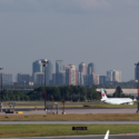 an airplane on the runway