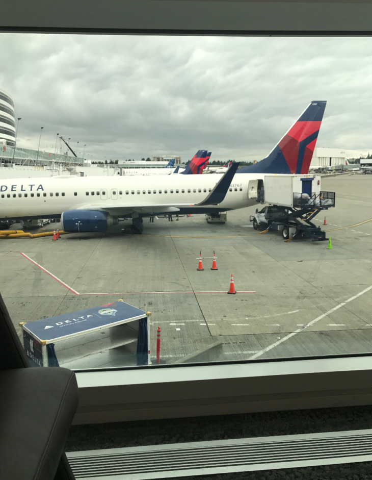 a plane parked on the tarmac