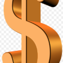 a gold dollar sign with a transparent background