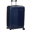 a blue suitcase with wheels