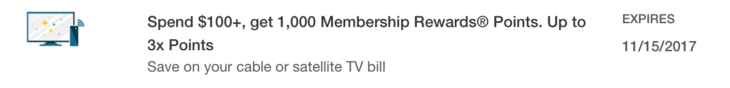 New Amex Offer For You Cable 3K MR Points