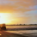 a truck on the runway