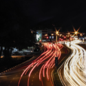 a street with lights on it