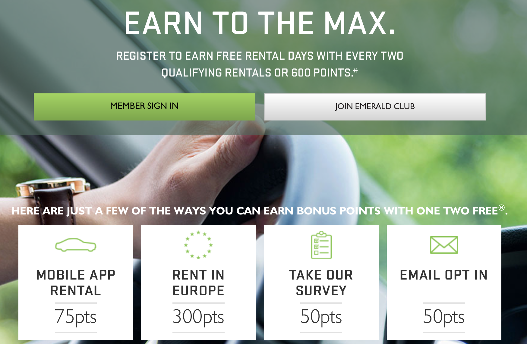National Rental Car 1, 2, Free Promo Points Miles & Martinis