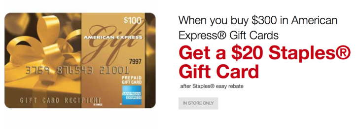 Staples Get $20 With American Express Gift Card Purchase