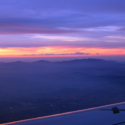 a view of a city from an airplane window