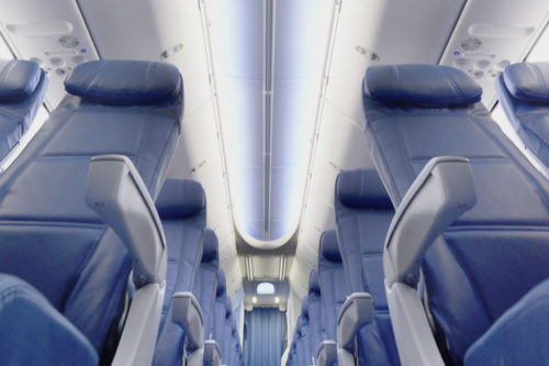 the inside of an airplane