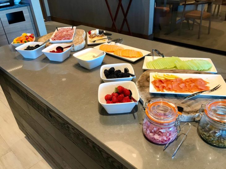 a table with different food on it