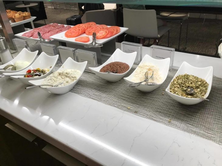 a table with different foods on it