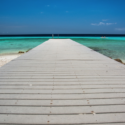 a dock leading to the water