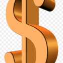 a gold dollar sign with a white background