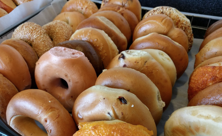 a group of bagels in a box