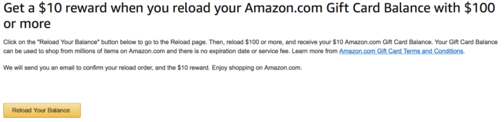 Amazon Free $10 With $100 Gift Card Reload (Targeted)