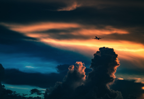 an airplane flying in the sky