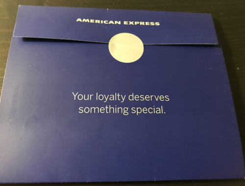 a blue envelope with white text