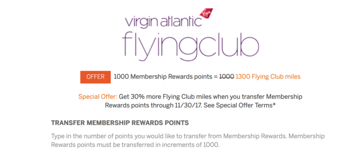 30% Bonus On Transfers To Virgin Atlantic
