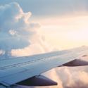 the wing of an airplane in the sky