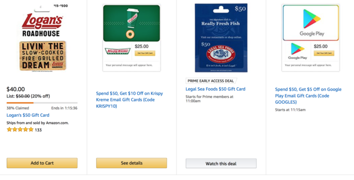 Amazon Save Up To 20% On Gift Cards!