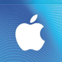 a white apple logo on a blue background