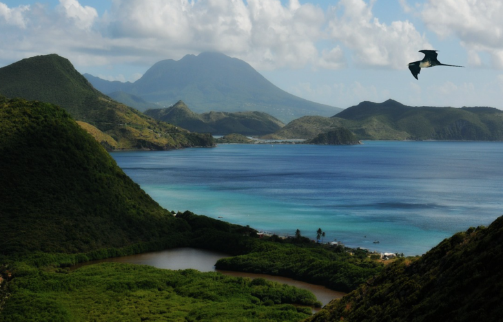 a body of water with mountains and a body of water