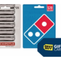 a chipotle and domino's in a gift card