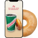 a phone with a picture of a coffee cup and a donut