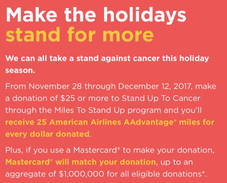 25 American Miles Per $1 Stand Up To Cancer