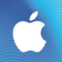 a white apple logo on a blue background