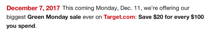 Target $20 Off Every $100! 