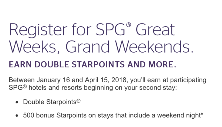 Starwood Double Starpoints Promotion