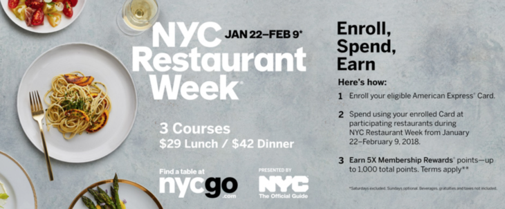 5x Membership Rewards Points NYC Restaurant Week