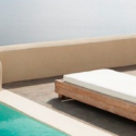 a pool with a white mattress