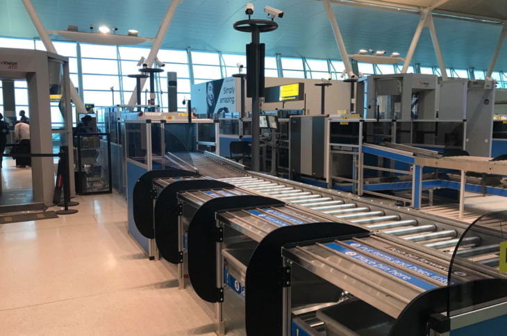 a conveyor belt in a airport