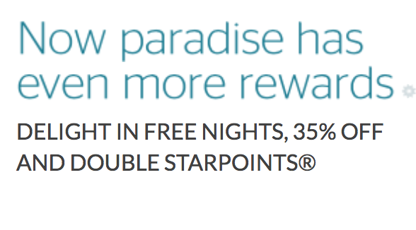 Starwood 35% Off, 5th Night Free And 2x Points