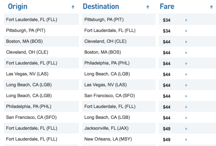 a screenshot of a flight schedule