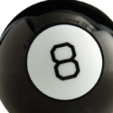 a black and white pool ball with a number