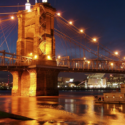 a bridge with lights on it