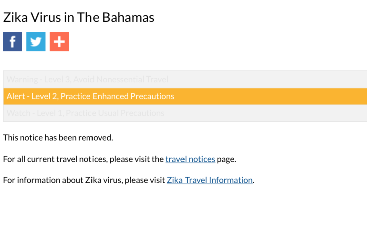 CDC Removes Zika Virus Warning For Bahamas!