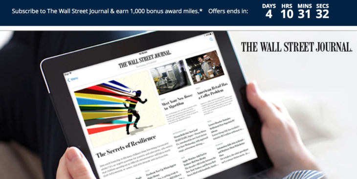1,000 United Bonus Miles With Wall Street Journal