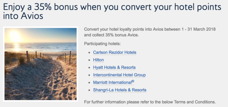 35% Transfer Bonus Hotel Points To Avios