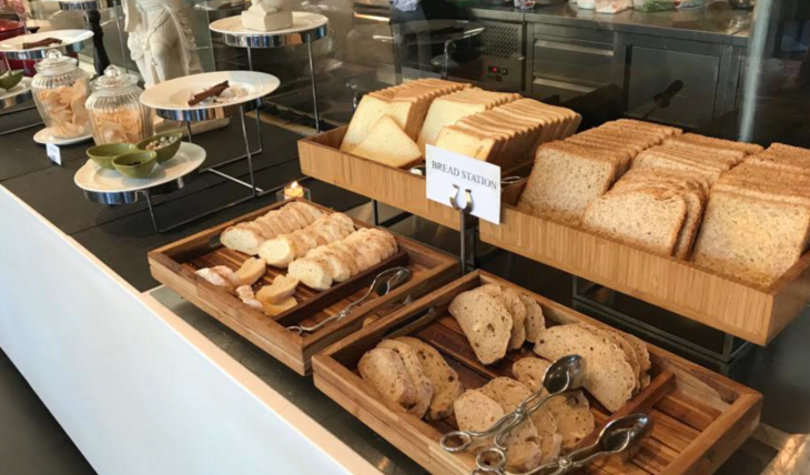 a group of breads in a buffet