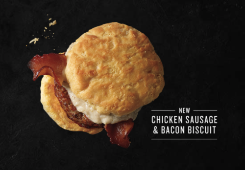 a biscuit with bacon and cheese