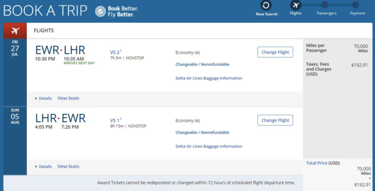 a screenshot of a flight ticket