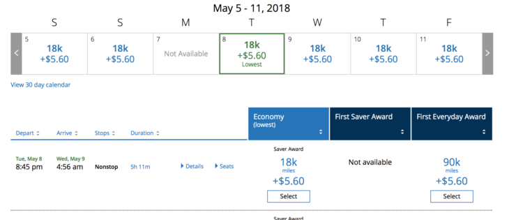 a screenshot of a flight schedule