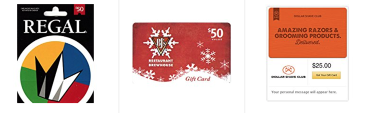 a red gift card with white snowflakes