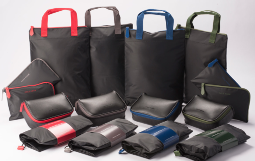 a group of black bags