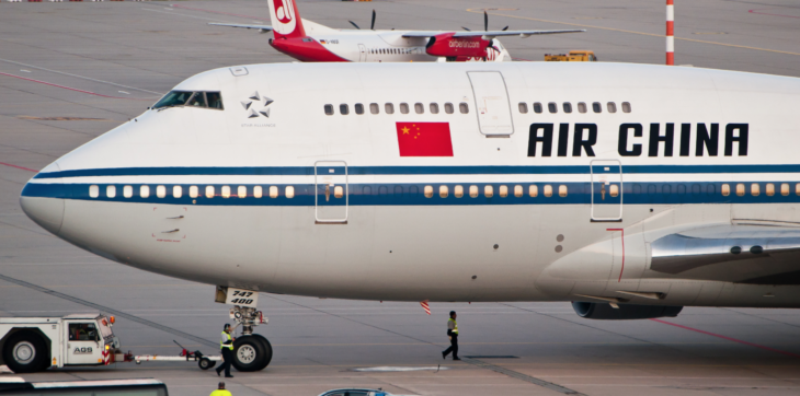 a plane on the runway